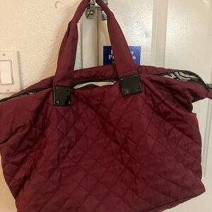 Quilted Burgundy Tote Bag